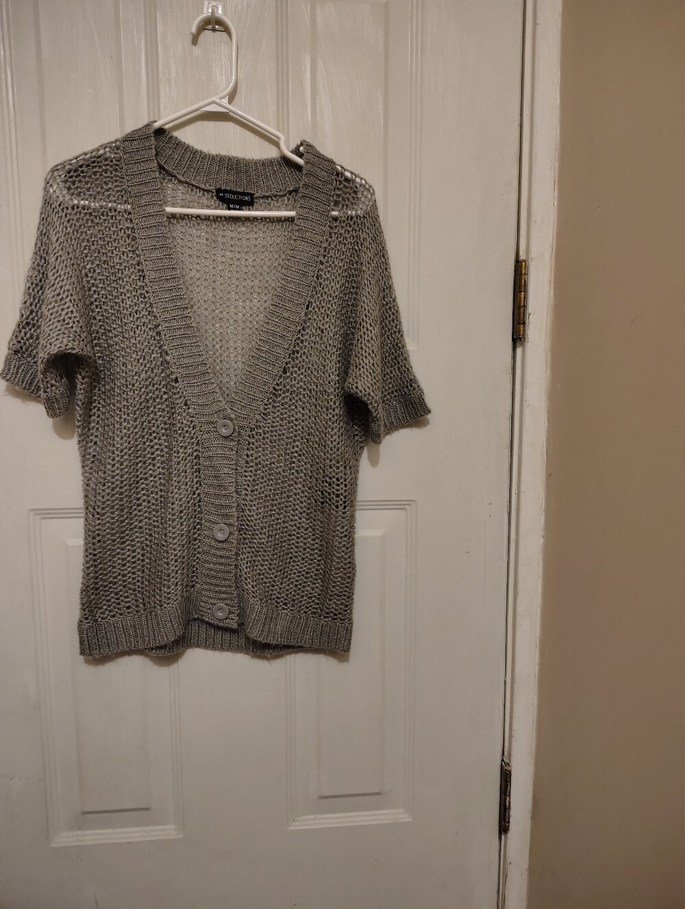 Open-Weave Short-Sleeve Cardigan